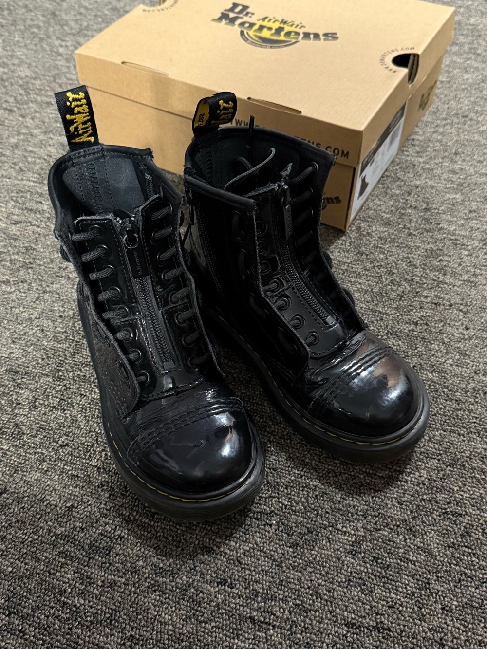 Dr. Martens Sinclair Bex Black Patent Leather Zip Combat Boots